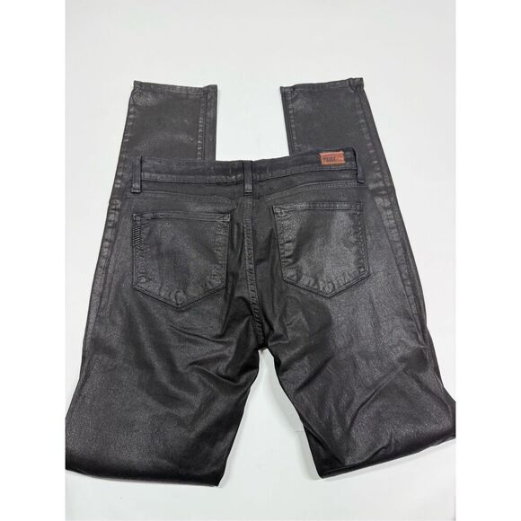 Paige Peg Leg Pandora Black Sheen Coated Jean Size 30 - Picture 12 of 13
